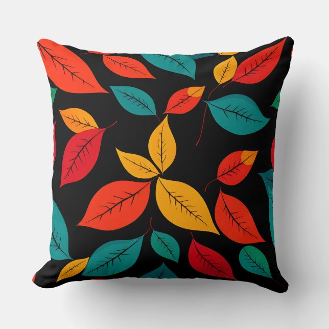 Colourful Autumn Leaves Throw Pillow (Front)