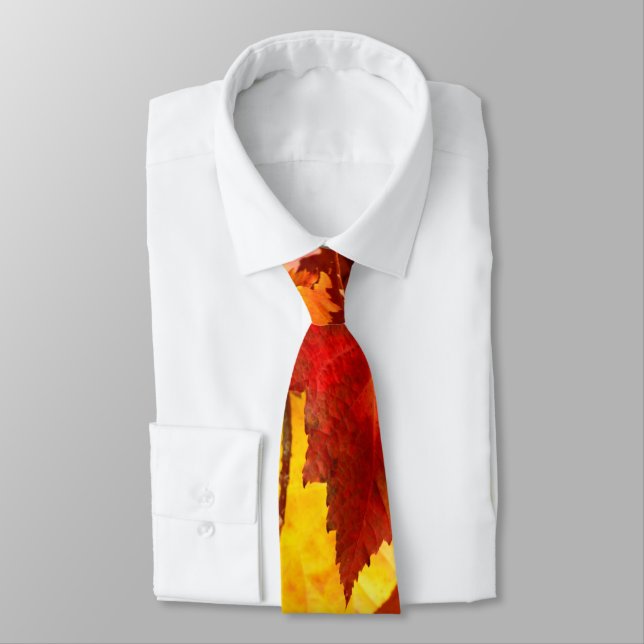 Colourful Autumn Leaves Tie (Tied)