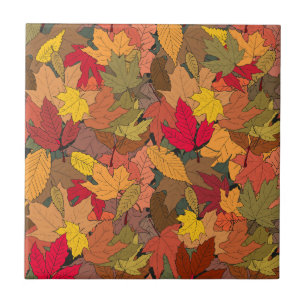 Colourful autumn leaves tile
