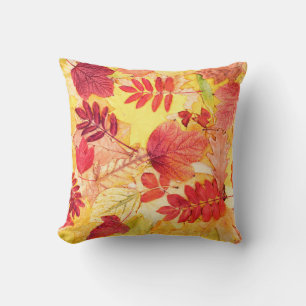 Colourful autumn leaves. Tree fallen leaf pattern. Throw Pillow