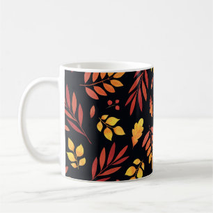 Colourful Autumn Leaves Watercolor Pattern Coffee Mug