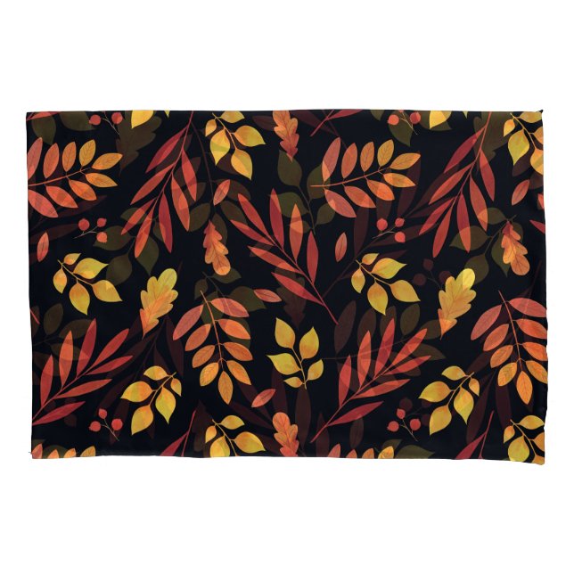 Colourful Autumn Leaves Watercolor Pattern Pillowcase (Front)