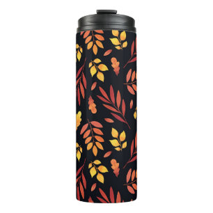 Colourful Autumn Leaves Watercolor Pattern Thermal Tumbler