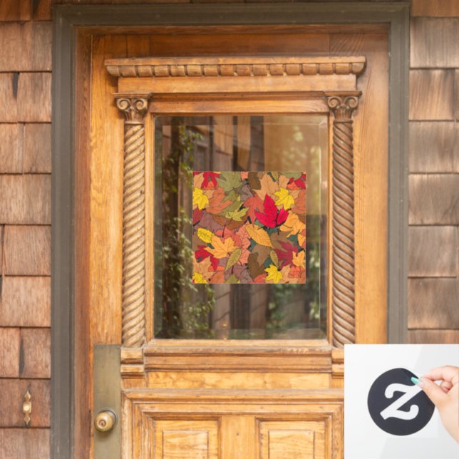 Colourful autumn leaves window cling (Home Door)