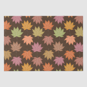 Colourful Autumn Maple leaves on dark brown Tissue Paper