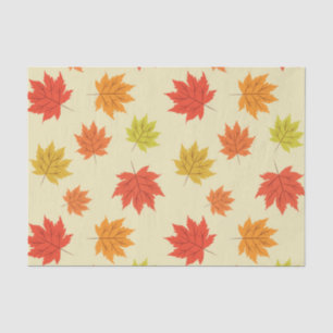 Colourful Autumn Maple Leaves on Light Cream Tissue Paper
