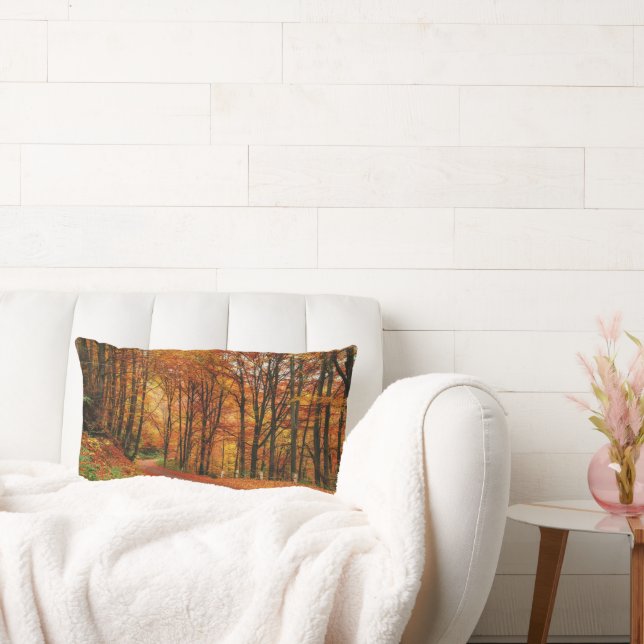 Colourful Autumn Path Lumbar Pillow (Couch)