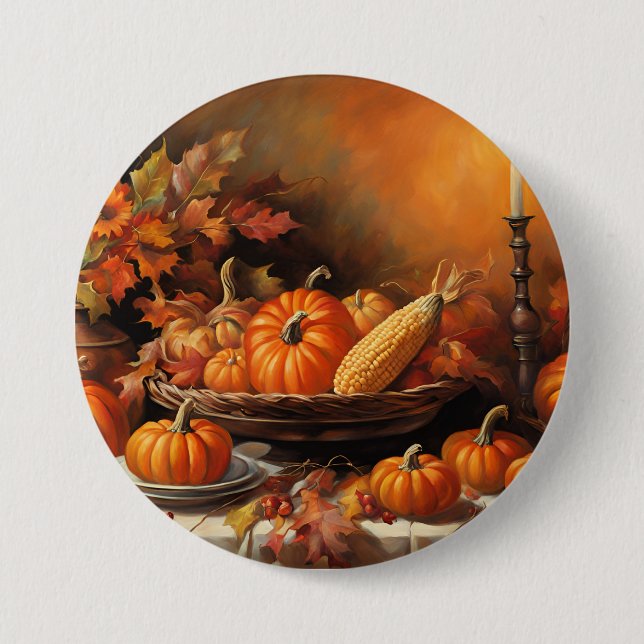 Colourful Autumn Pumpkins 3 Inch Round Button (Front)