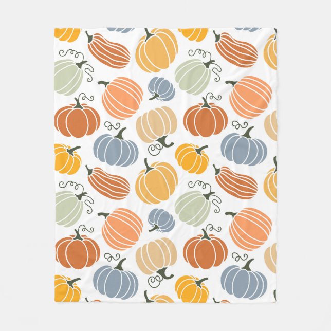 Colourful Autumn Pumpkins Pattern Fleece Blanket (Front)