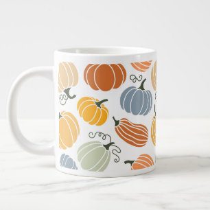 Colourful Autumn Pumpkins Pattern Large Coffee Mug