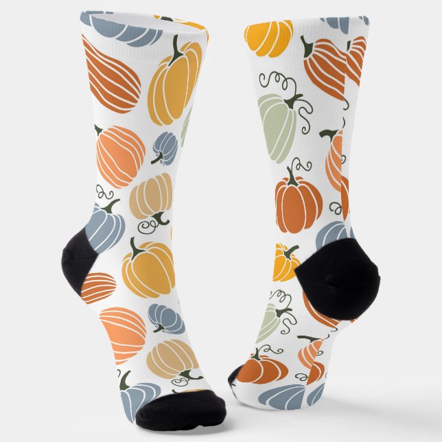Colourful Autumn Pumpkins Pattern Socks (Angled)