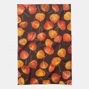 Colourful Autumn Quaking Aspen Leaves Kitchen Towel