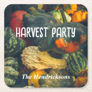  Colourful autumn squash and pumpkins Square Paper Coaster