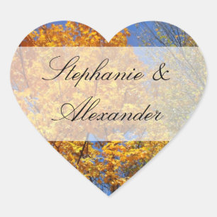 Colourful Autumn Trees Heart Sticker