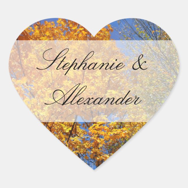 Colourful Autumn Trees Heart Sticker (Front)