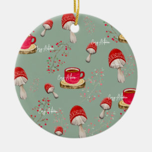 Colourful autumn watercolor pattern ceramic ornament
