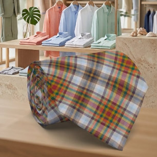 Colourful Autumn Winter Coloured Chequered Diagona Tie