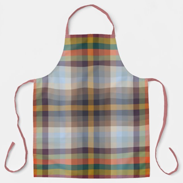 Colourful Autumn Winter Coloured Chequered Pattern Apron (Front)