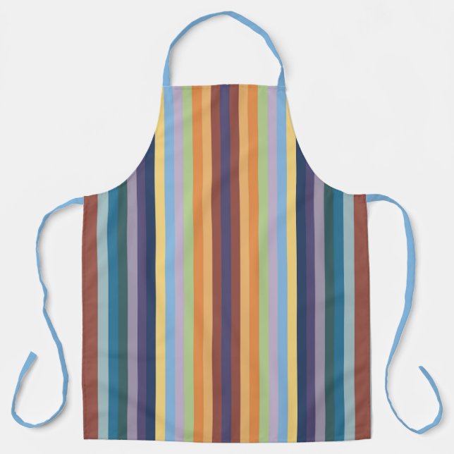 Colourful Autumn Winter Coloured Vertical Striped Apron (Front)