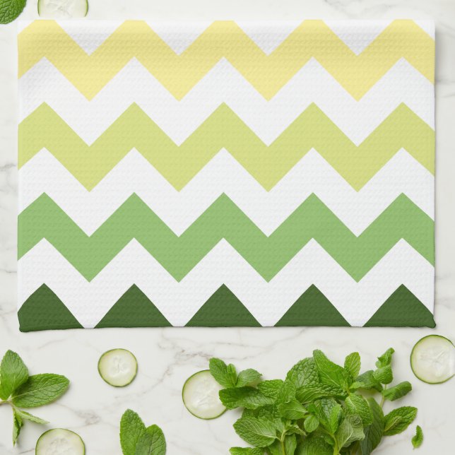 Colourful Autumnal Fall Chevron Kitchen Towel (Folded)