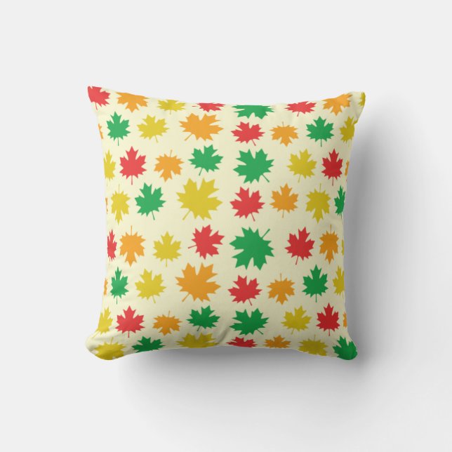Colourful Autumnal Leafs - Nature Pattern Throw Pillow (Front)