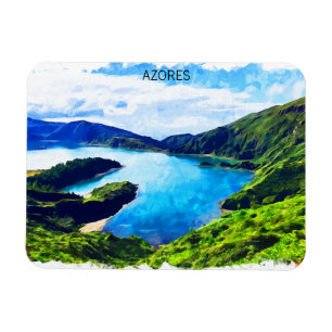 Colourful Azores Atlantic Islands Watercolor Magnet