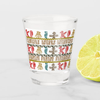 Colourful Aztec Art & Symbols Shot Glass