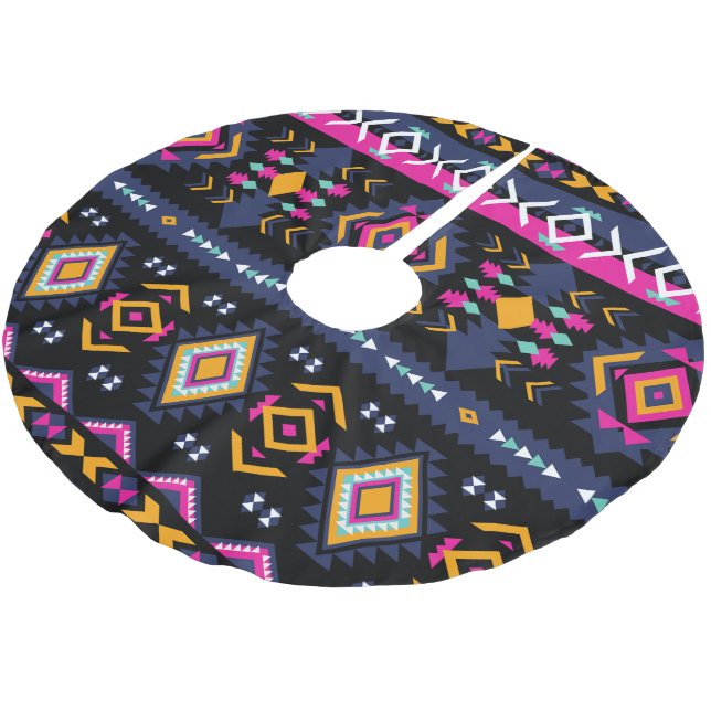 Colourful Aztec Brushed Polyester Tree Skirt (Angled)