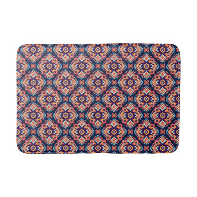 Colourful Aztec Geometric Pattern Bath Mat (Front)