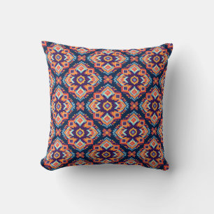 Colourful Aztec Geometric Pattern Throw Pillow