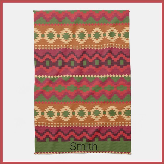 Colourful Aztec Inspired Kitchen Towel (Bookmark my store! https://www.zazzle.com/store/capricepetit)