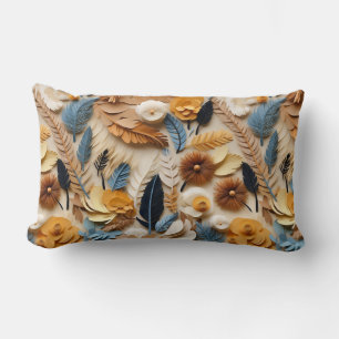 Colourful Aztec-Inspired Nature Motif Lumbar Pillow