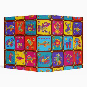 Colourful Aztec Mexican Animals 1 Binder