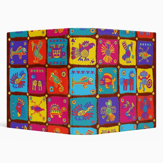 Colourful Aztec Mexican Animals 1 Binder (Background)
