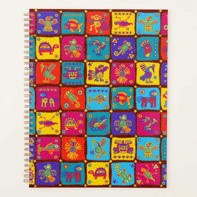 Colourful Aztec Mexican Animals 1 Planner (Front)