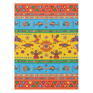 Colourful Aztec Mexican Animals Ornament Tablecloth