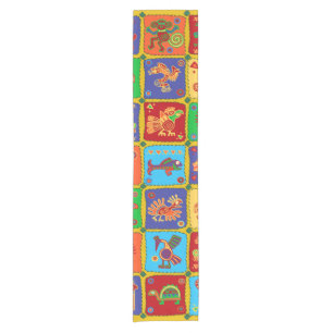 Colourful Aztec Mexican Animals Short Table Runner
