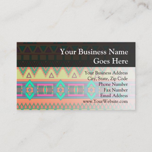 Colourful Aztec Pattern Business Card (Front)