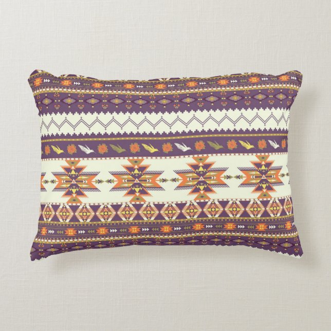 Colourful aztec pattern decorative pillow (Front)