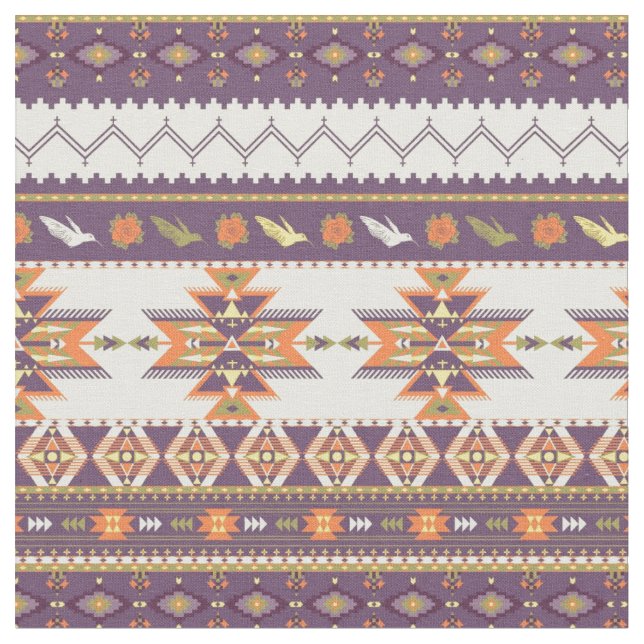 Colourful aztec pattern fabric (Close Up)
