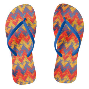 Colourful aztec pattern flip flops