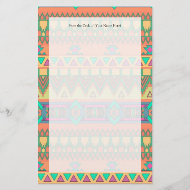Colourful Aztec Pattern Stationery (Front)