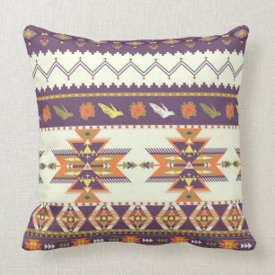 Colourful aztec pattern throw pillow
