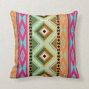 Colourful Aztec Pattern Throw Pillow