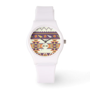 Colourful aztec pattern watch