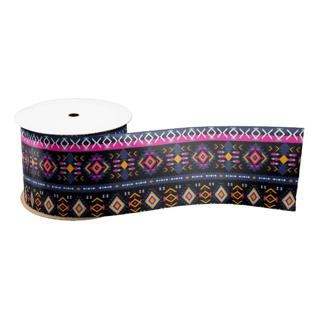 Colourful Aztec Satin Ribbon (Spool)