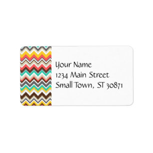Colourful Aztec Tribal Chevron ZigZag Stripes Label