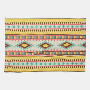 Colourful Aztec Tribal Native American Diamonds Kitchen Towel