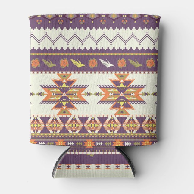 Colourful Aztec: vibrant seamless pattern. Can Cooler (Front)