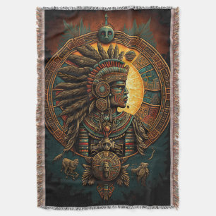 Colourful Aztec Warrior Blanket